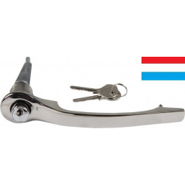 Poign&eacute;e de porte D chrom&eacute;e avec serrure et cl&eacute; 911